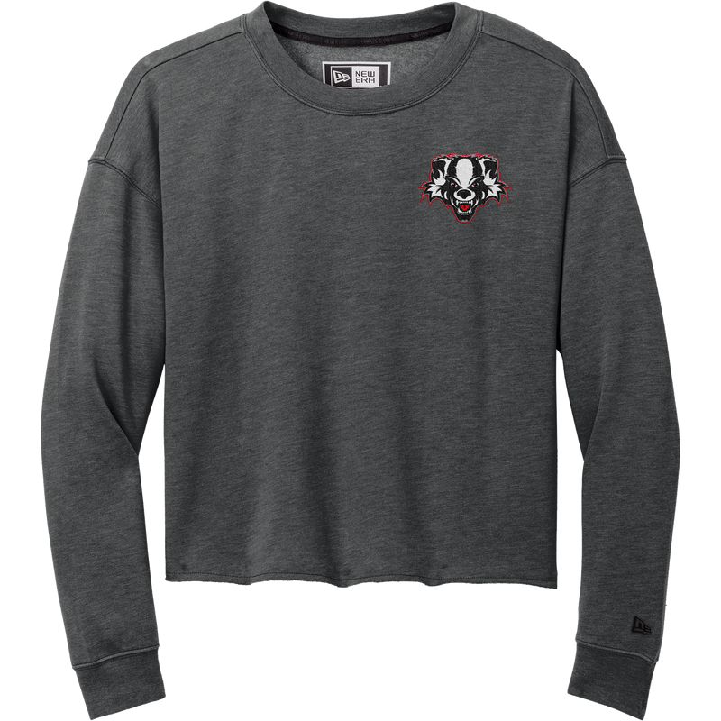 Scary Badgers New Era Ladies Tri-Blend Fleece Crop Crew